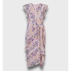 ALLSAINTS REILA MASALA Y2K WATERCOLOR SNAKE PRINT FAUX WRAP DRESS PINK 10
